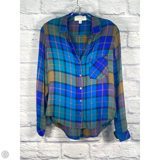 Top Long Sleeve By Cloth & Stone In Blue & Green, Size: Xs