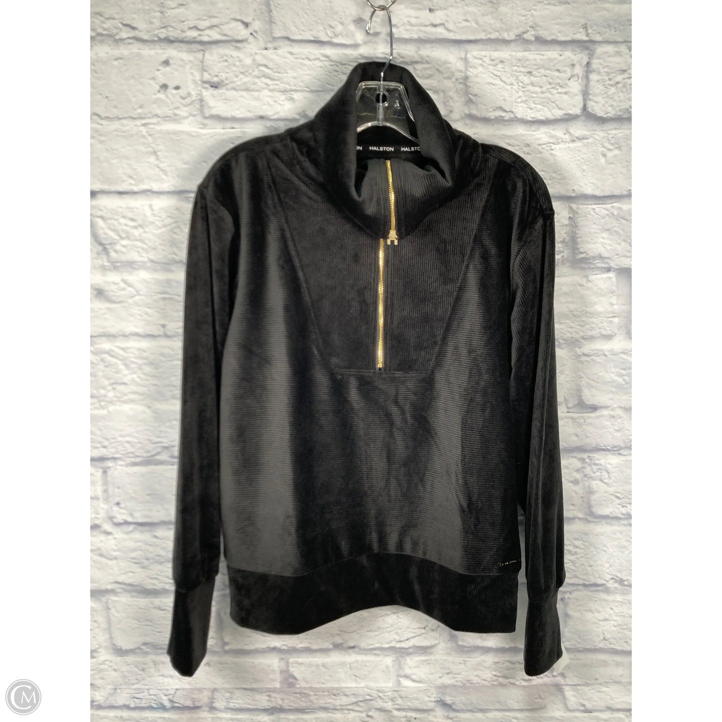Sweatshirt Designer By Halston In Black & Gold, Size: M