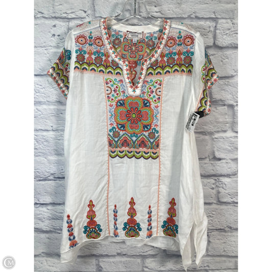 Tunic Short Sleeve By Johnny Was In White, Size: M