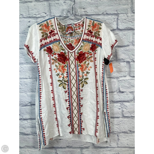 Tunic Short Sleeve By Johnny Was In White, Size: S