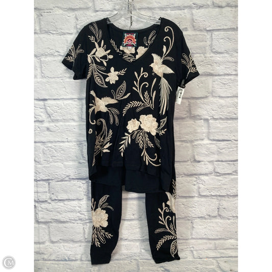 Lounge Set Pants By Johnny Was In Black & Cream, Size: S