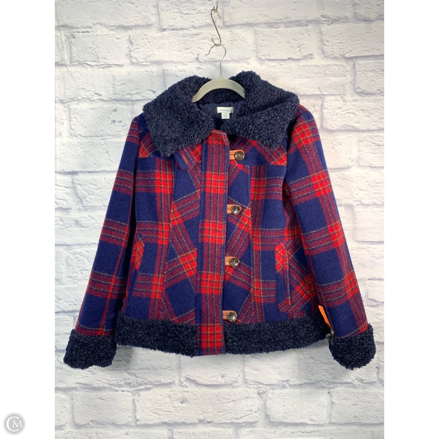 Jacket Faux Fur & Sherpa By Sundance In Blue & Red, Size: S