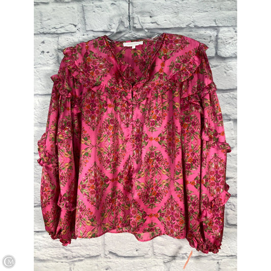 Blouse Long Sleeve By Olivaceous In Pink, Size: S