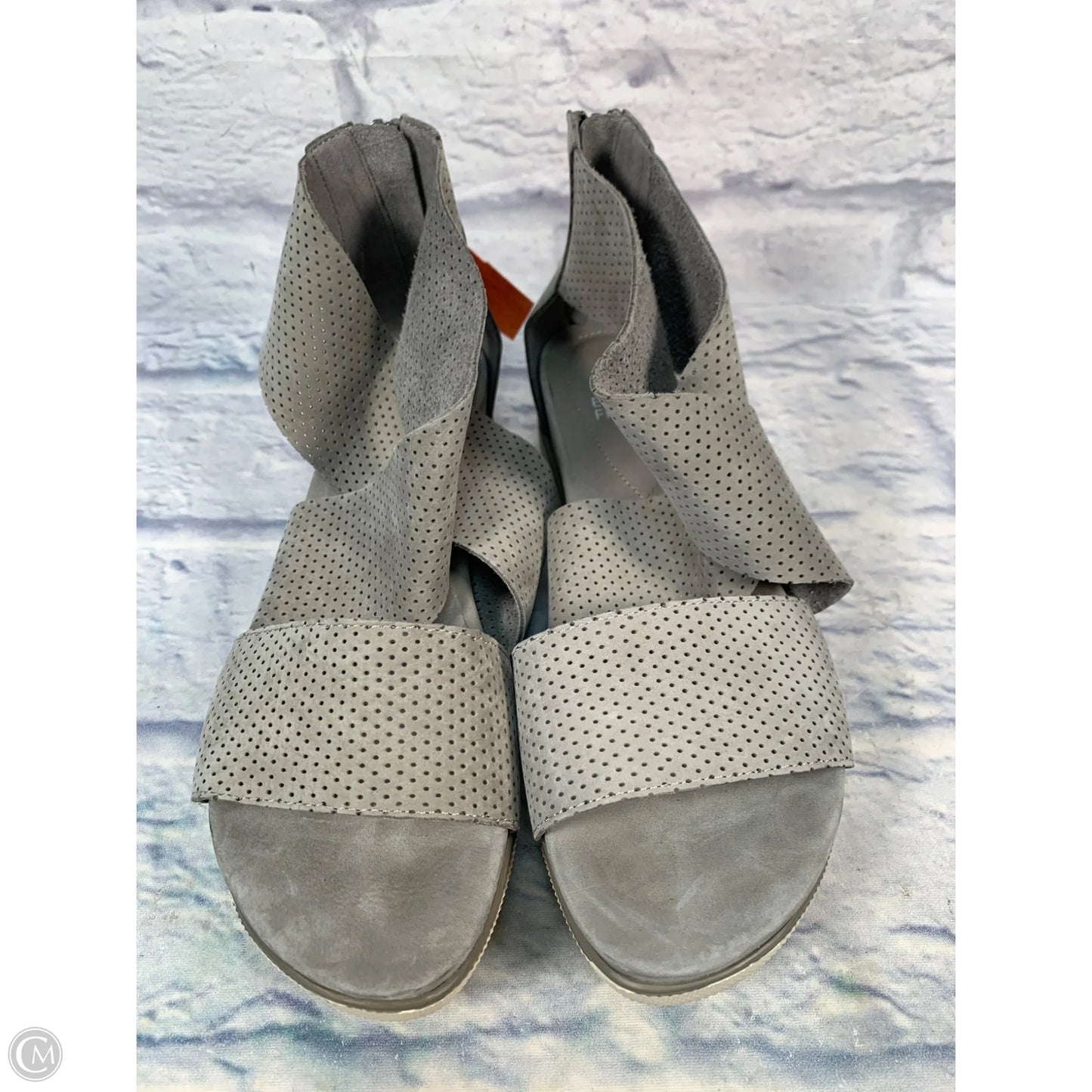 Sandals Heels Platform By Eileen Fisher In Grey, Size: 9.5