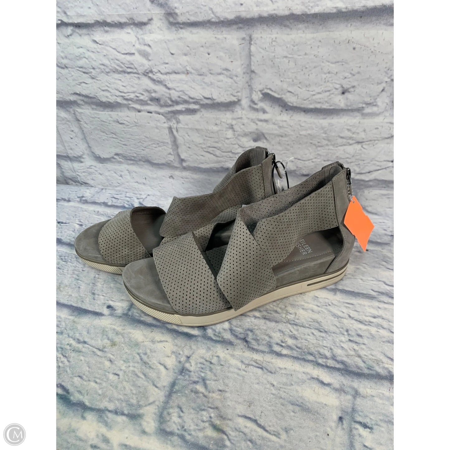 Sandals Heels Platform By Eileen Fisher In Grey, Size: 9.5