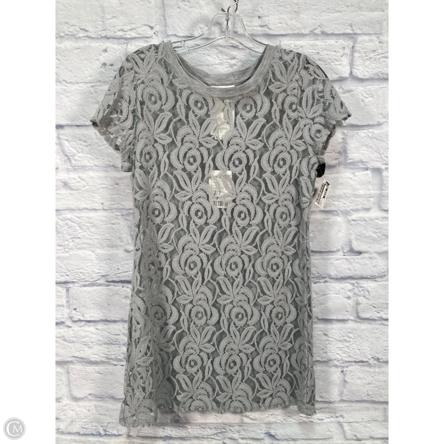 Blouse Short Sleeve By Anthropologie In Grey, Size: M