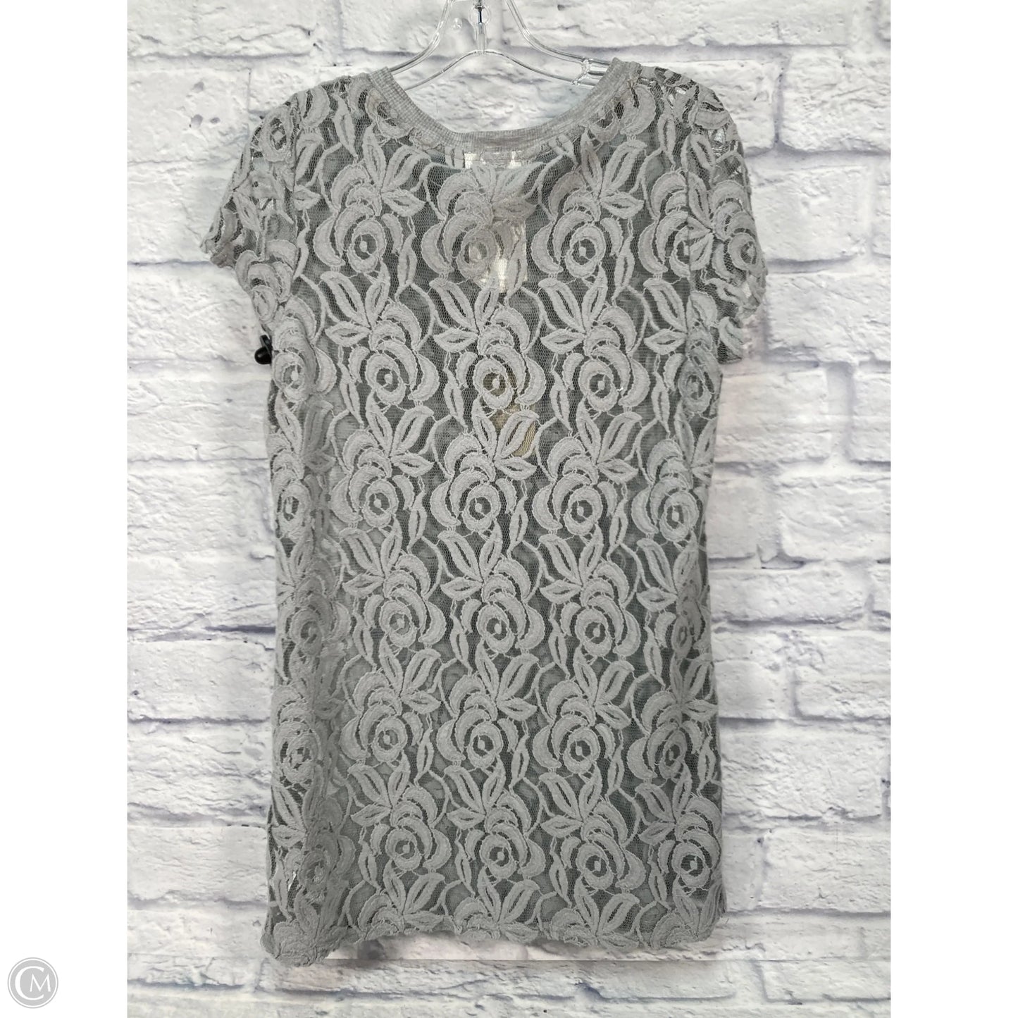 Blouse Short Sleeve By Anthropologie In Grey, Size: M
