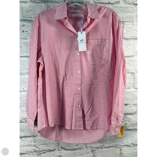 Top Long Sleeve By Southern Tide In Pink & White, Size: S