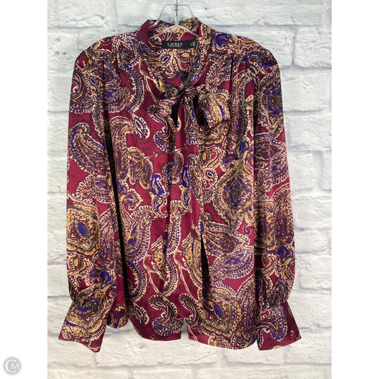 Blouse Long Sleeve By Lauren By Ralph Lauren In Paisley Print, Size: L