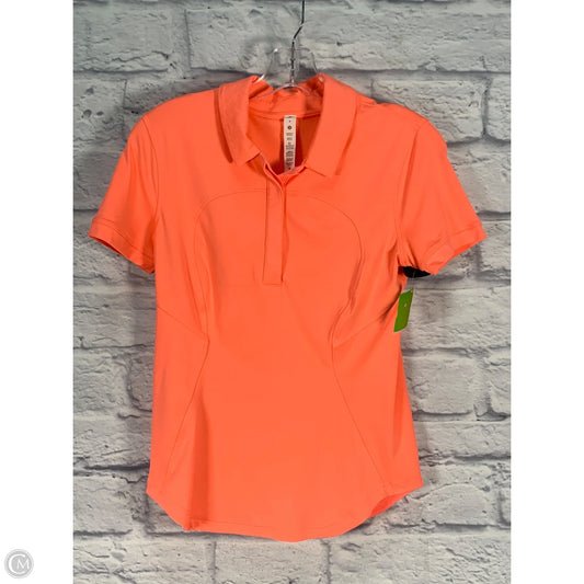 Athletic Top Short Sleeve By Lululemon In Orange, Size: S