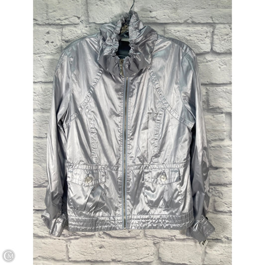 Jacket Windbreaker By Chicos In Silver, Size: M