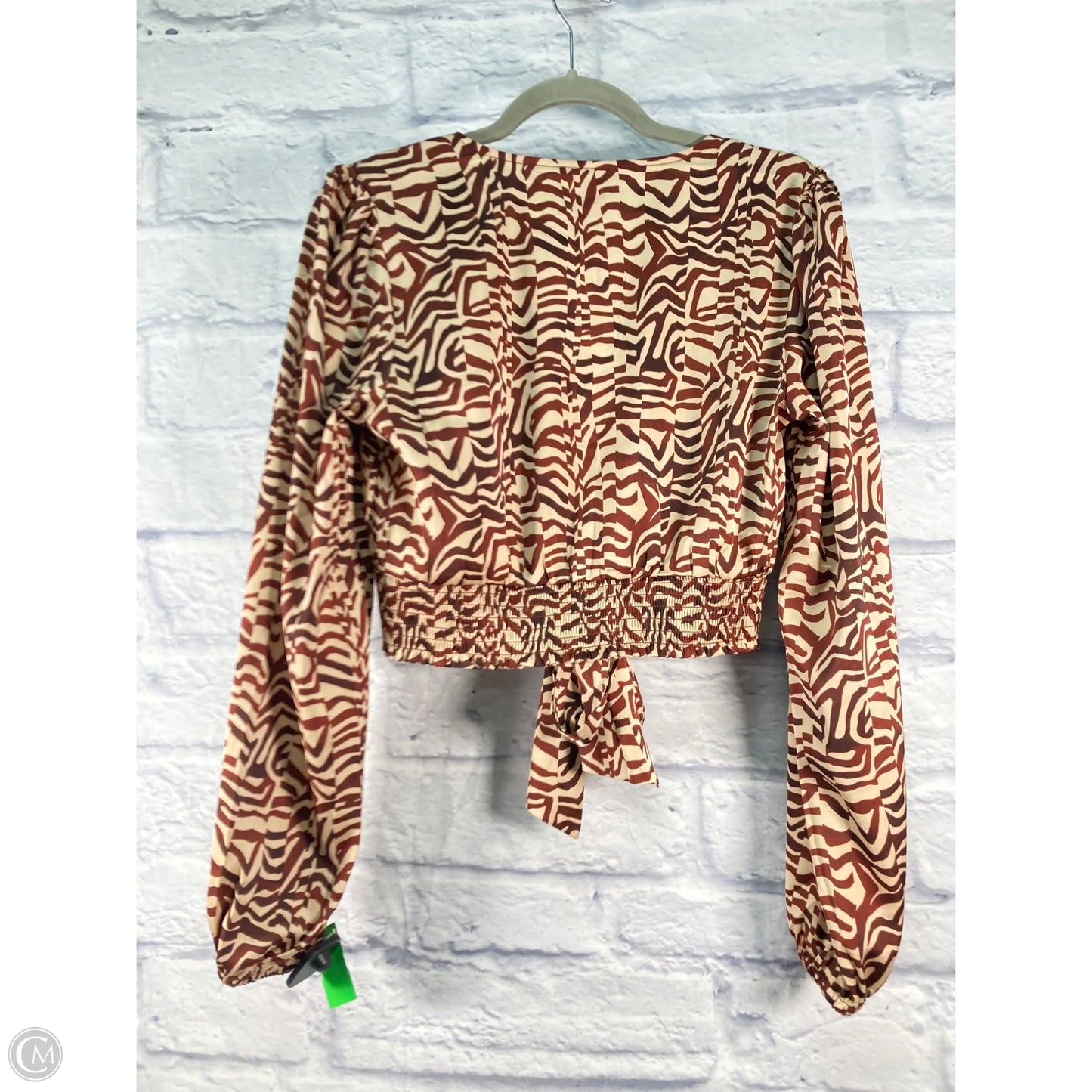 Blouse Long Sleeve By Joie In Brown & Cream, Size: S