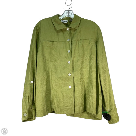 Jacket Shirt By Chicos In Green, Size: L