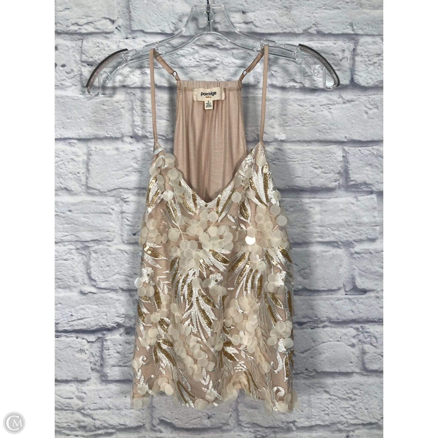 Top Sleeveless By Porridge In Gold & Tan, Size: S