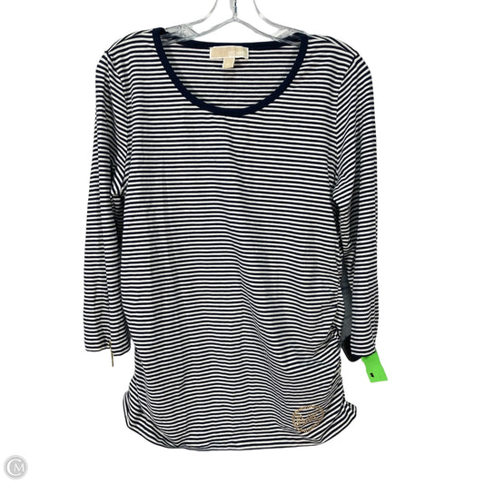 Top 3/4 Sleeve By Michael By Michael Kors In Blue & White, Size: L