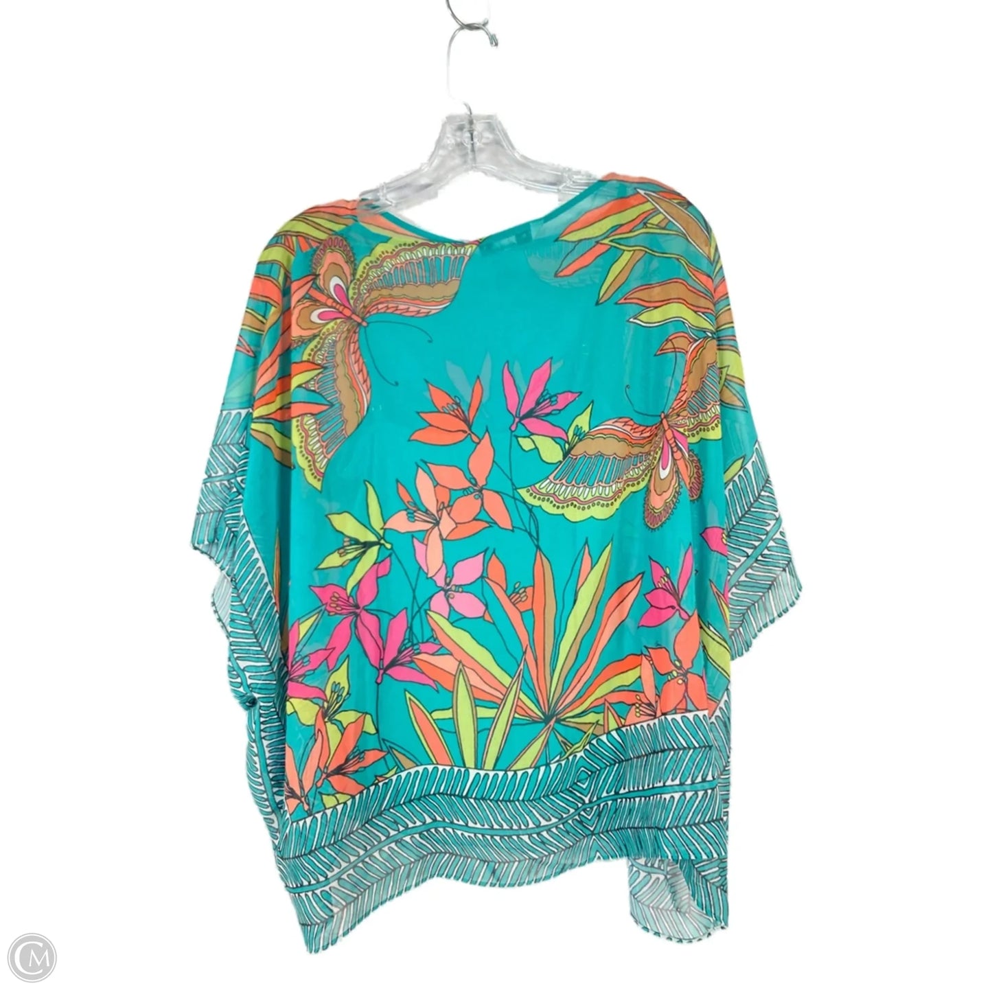 Blouse Short Sleeve By Trina Turk In Green & Orange, Size: Xs