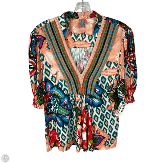 Blouse Short Sleeve By Bl-nk In Multi-colored, Size: Xxs
