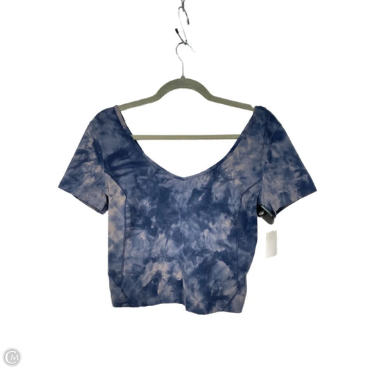 Athletic Top Short Sleeve By Lululemon In Blue & Grey, Size: M
