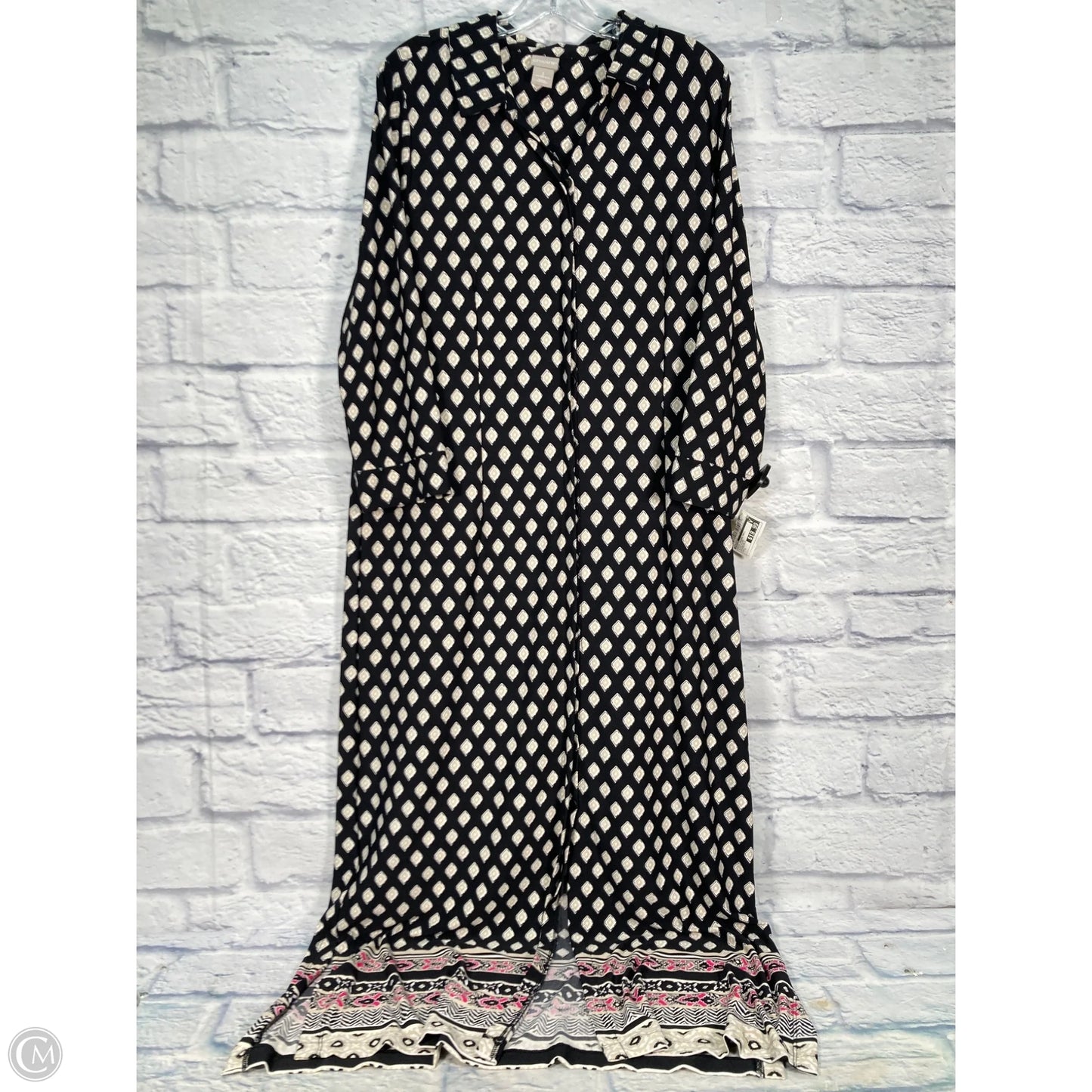 Dress Casual Maxi By Chicos In Black & Tan, Size: L
