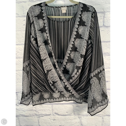 Blouse 3/4 Sleeve By Chicos In Black & White, Size: M