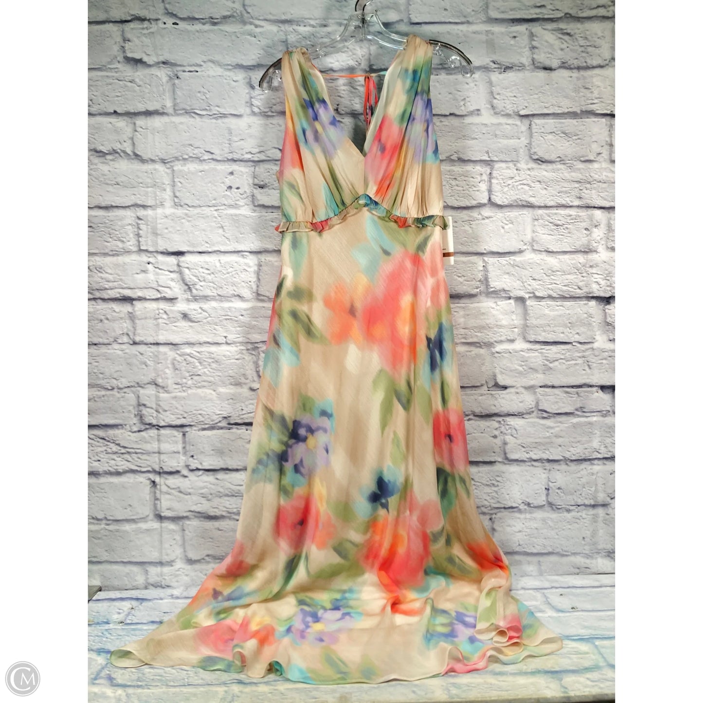 Dress Party Long By Taylor In Cream & Pink, Size: L