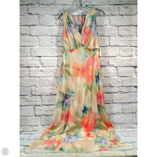 Dress Party Long By Taylor In Cream & Pink, Size: L