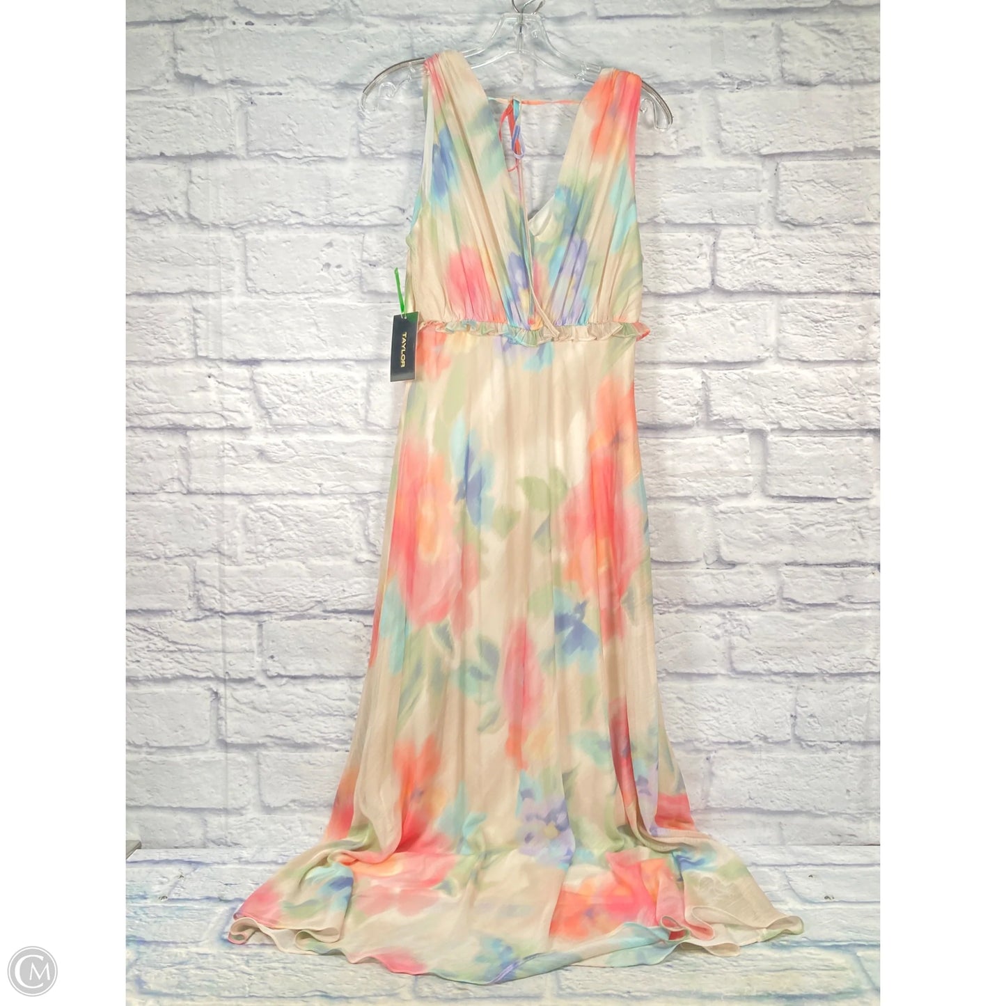 Dress Party Long By Taylor In Cream & Pink, Size: L