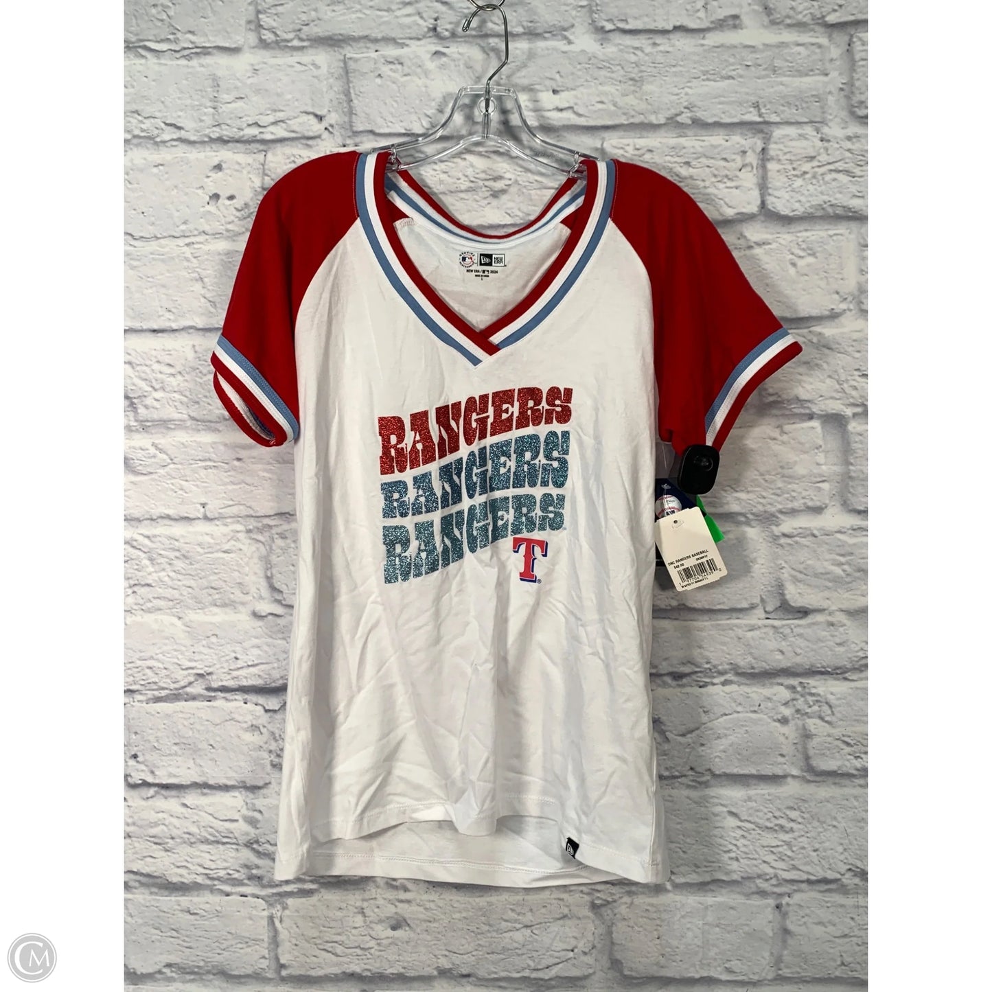 Top Short Sleeve By New Era In Blue & Red & White, Size: L