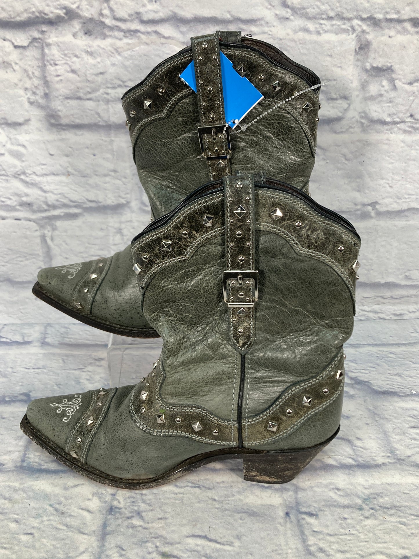 Boots Leather By Clothes Mentor In Green, Size: 9