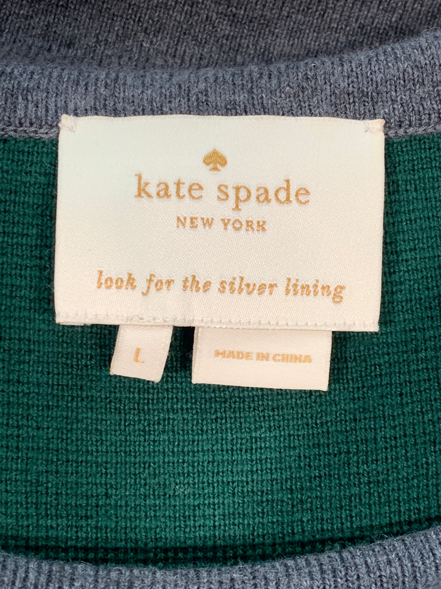 Dress Sweater By Kate Spade In Green & Grey, Size: L