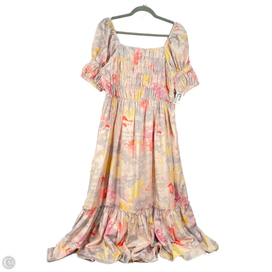 Dress Party Long By Clothes Mentor In Pink & Yellow, Size: M
