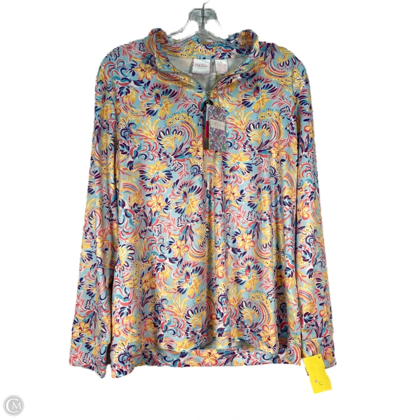 Top Long Sleeve By Stella Parker In Blue & Yellow, Size: L