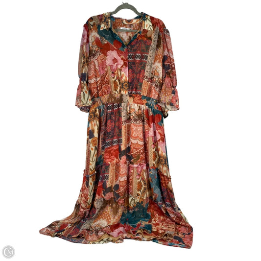 Dress Party Long By Chicos In Orange & Red, Size: Xl