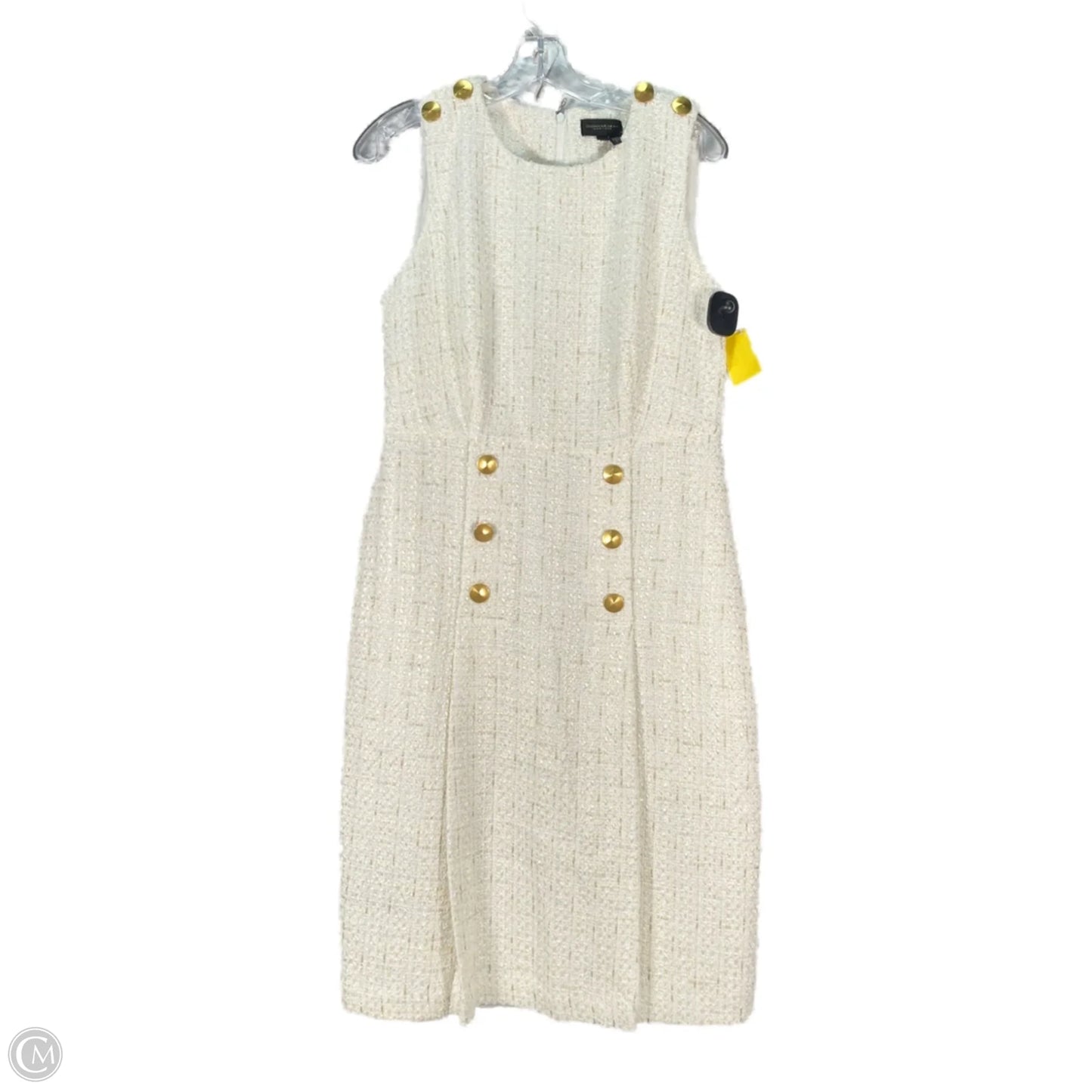 Dress Sweater By Donna Karan In Gold & White, Size: M