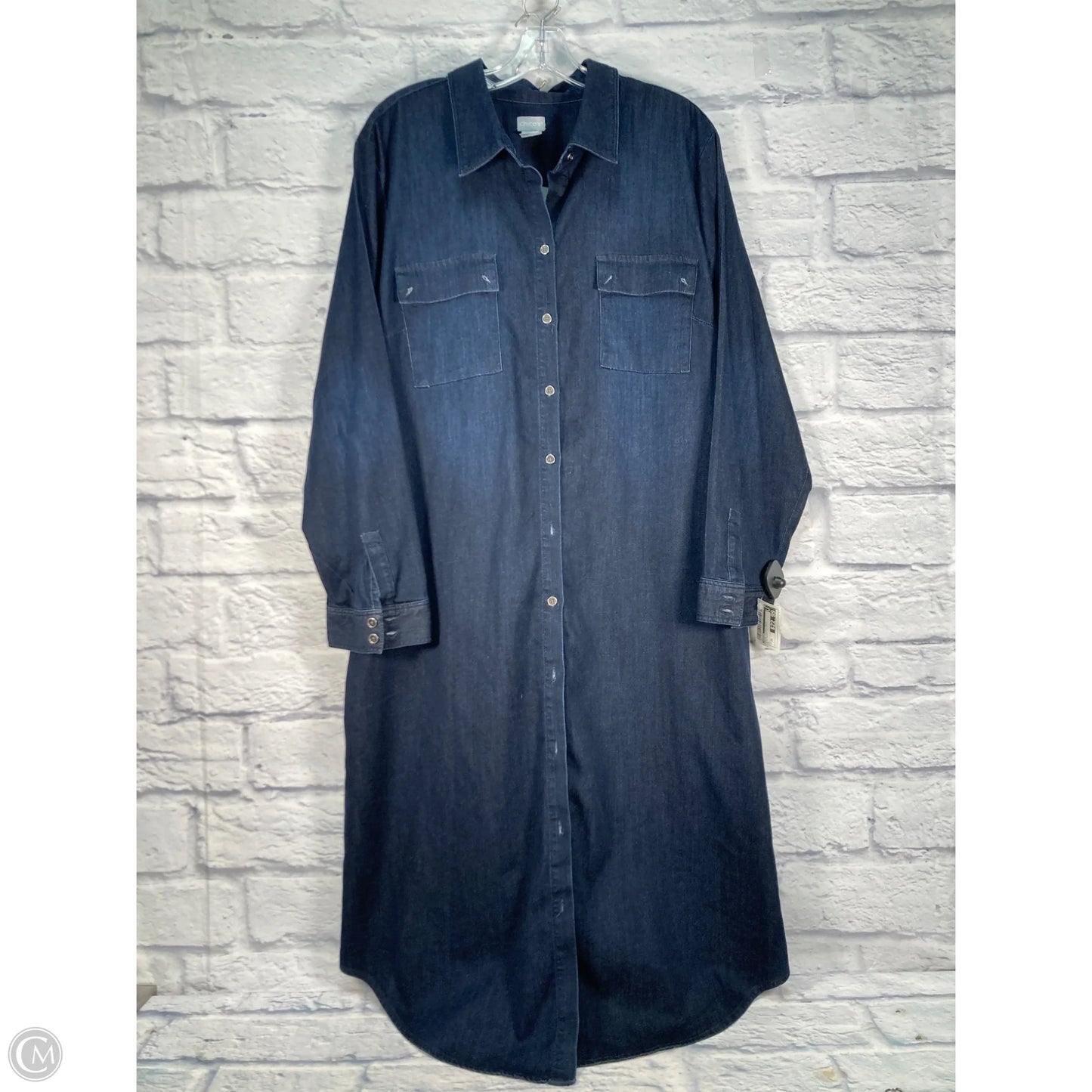 Dress Casual Maxi By Chicos In Blue Denim, Size: 2x