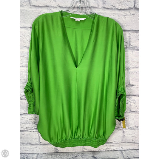 Top 3/4 Sleeve Designer By Diane Von Furstenberg In Green, Size: S
