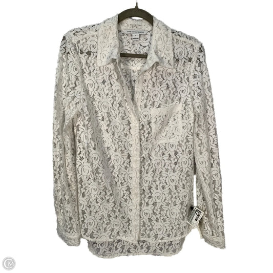 Blouse Long Sleeve By Diane Von Furstenberg In White, Size: S