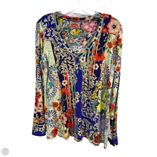Top Long Sleeve By Johnny Was In Blue & Yellow, Size: S