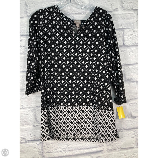 Top 3/4 Sleeve By Chicos In Black & White, Size: S