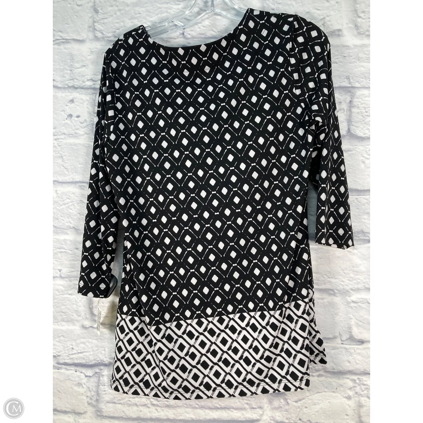 Top 3/4 Sleeve By Chicos In Black & White, Size: S