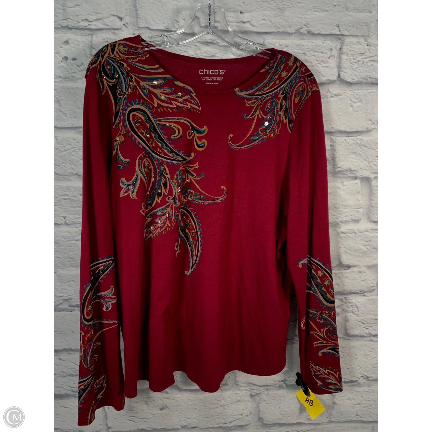 Top Long Sleeve By Chicos In Maroon, Size: L