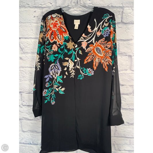Tunic Long Sleeve By Chicos In Black & Green, Size: L