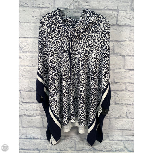 Poncho By Chicos In Blue & Cream, Size: S