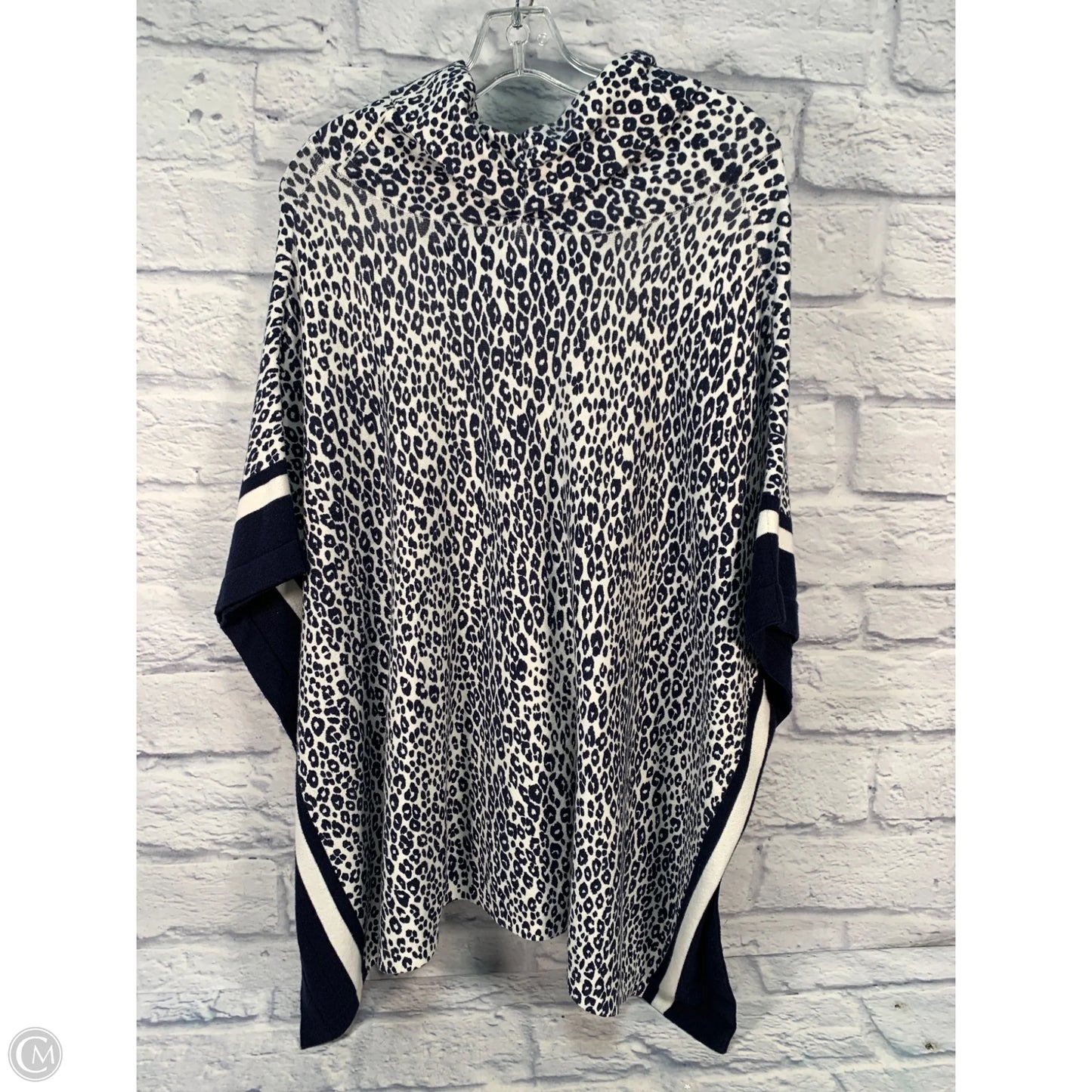 Poncho By Chicos In Blue & Cream, Size: S