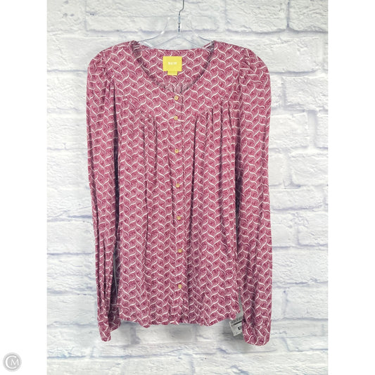 Top Long Sleeve By Maeve In Purple & White, Size: L