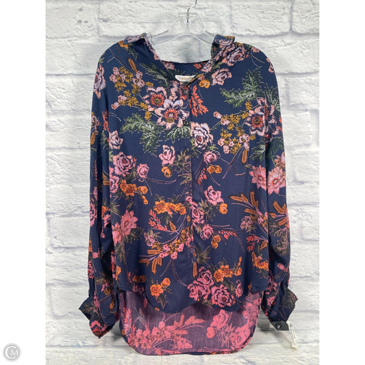 Top Long Sleeve By Pilcro In Blue & Pink, Size: M