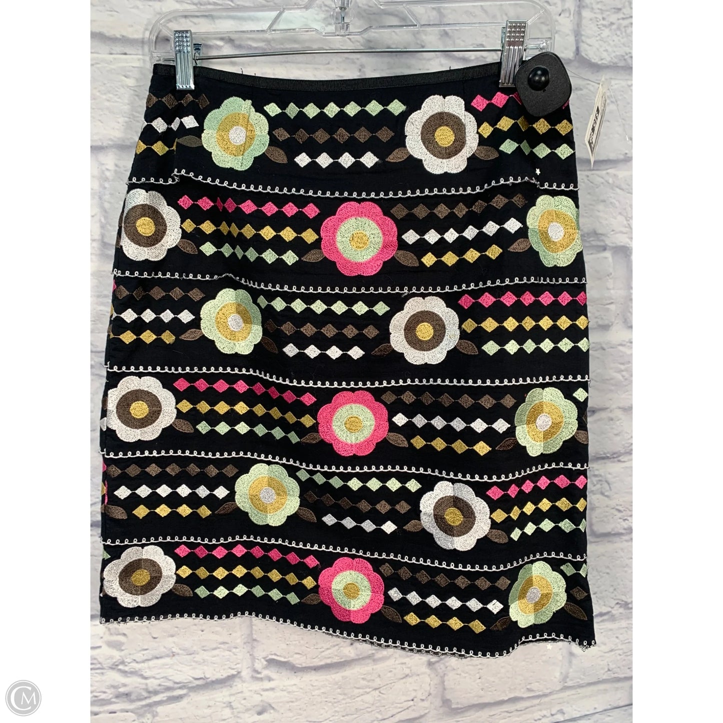 Skirt Midi By Etcetra In Black & Pink, Size: 4