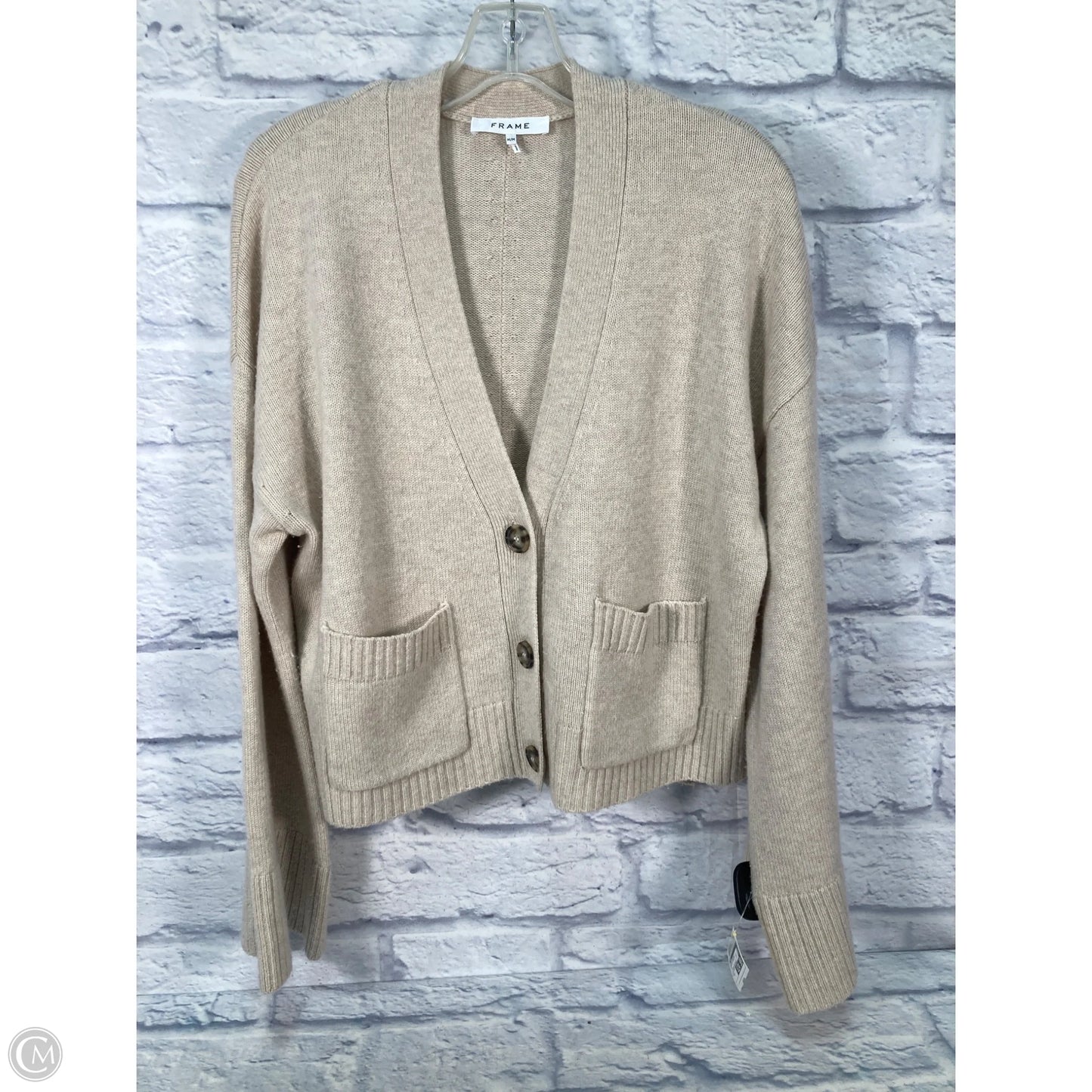 Sweater Cardigan By Frame In Tan, Size: M