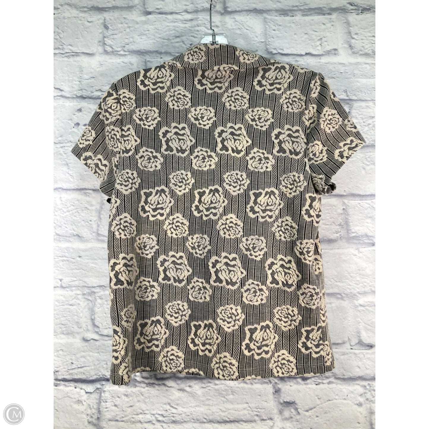 Top Short Sleeve By Maeve In Black & Cream, Size: M