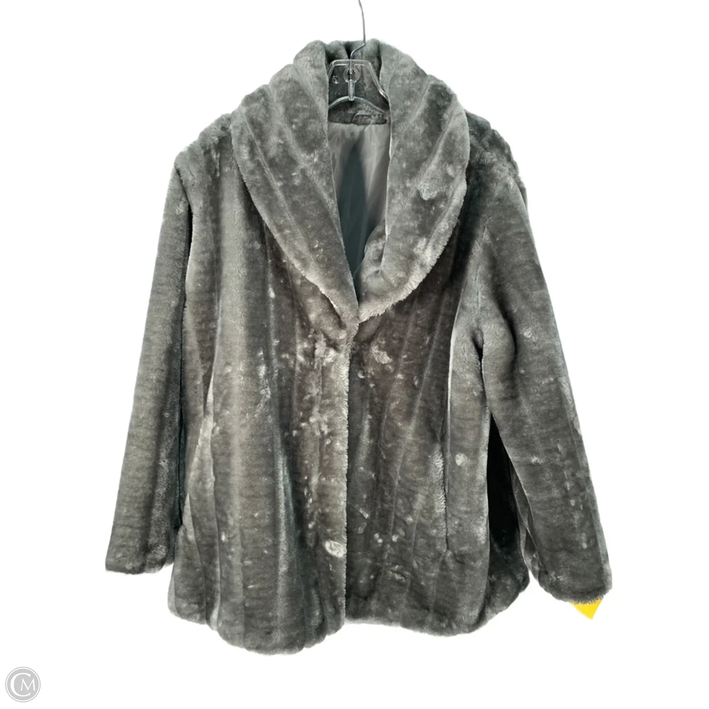 Jacket Faux Fur & Sherpa By Clothes Mentor In Grey, Size: L